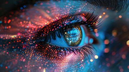 graphic of dotted eye with futuristic element