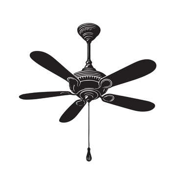 recommend clip art: Ceiling fan silhouette vector isolated on a white background