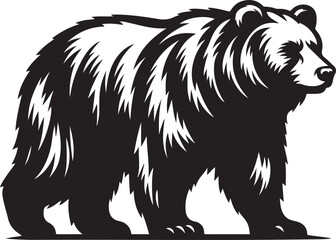 Obraz premium bear silhouette illustration, bear silhouette vector