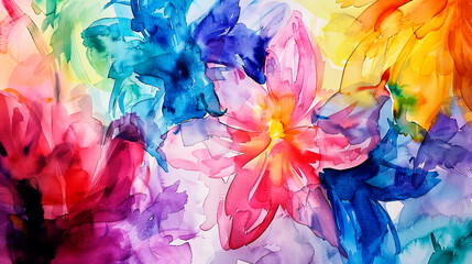 Colorful watercolor floral abstract background