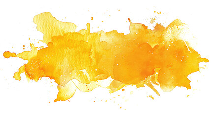 yellow orange watercolor spot isolated