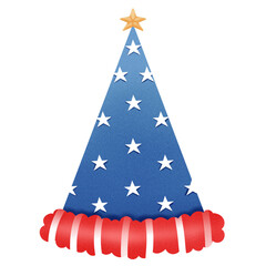 Illustration Party Hat with Flag of the United States of America. Accessory for American Holidays.