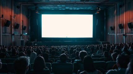 Blank cinema screen full of people watching movie hyper realistic 