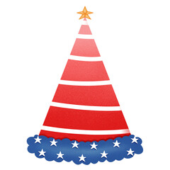 Illustration Party Hat with Flag of the United States of America. Accessory for American Holidays.