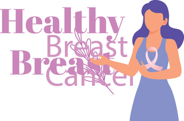 A girl is telling about healthy breast.