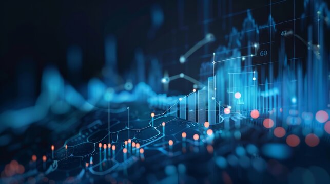 Market chart of business increase stock graph or investment financial data profit on growth money diagram background with success diagram exchange information. hyper realistic 
