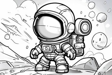 With its detailed illustrations and cute characters, an astronaut coloring book line art design offers hours of creative fun