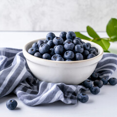 lifestyle photo on white background blueberries.
