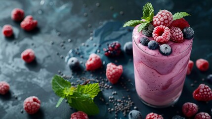 A Delicious and Healthy Smoothie Full of Berries and Fruit, Offering a Tantalizing Blend of Sweetness and Vitality