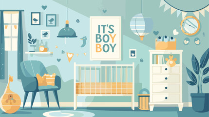 Its a Boy Baby shower invitation nursery interior fla