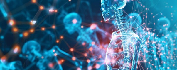 Detailed Xray visual conceptualizing the effect of Vitamin D on bones, highlighting strengthened areas, suitable for health presentations, isolated background