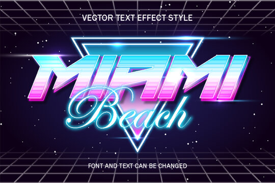 miami beach club retrowave vaporize synthwave style typography editable text effect font style template design