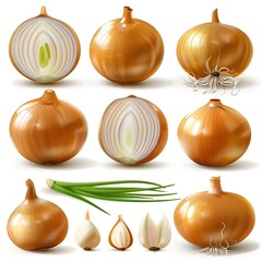 Brown onion whole and halved top

