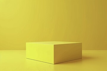 3D Yellow Empty Cube Podium for Product Presentation