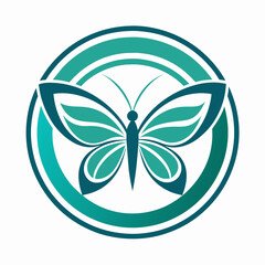 Modern Logo design with butterfly in nested circles on white background