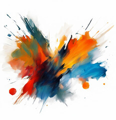 Abstract art colorful painting at white background