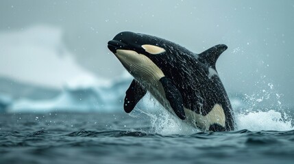 Killer whales leap from the ocean surface, symbolizing urgent environmental concerns like global...
