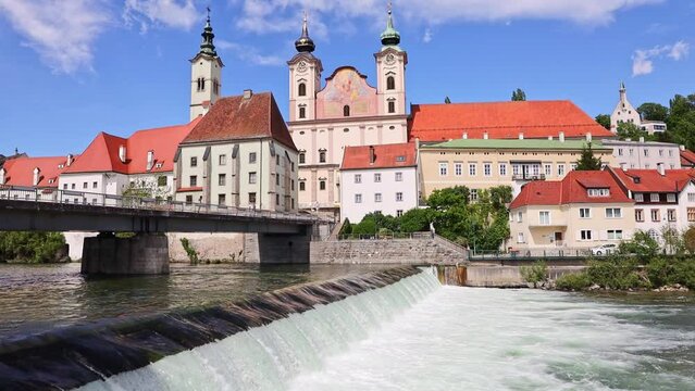 City centre of Steyr in Upper Austria with the river Steyr
