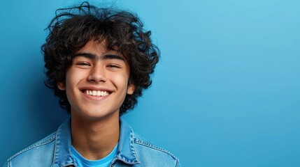 Smiling Young Man With Curly Hair