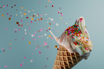 Naklejka premium National Ice Cream Day. Treats for Independence Day holiday on July 4. Image for cafe menu, Banner