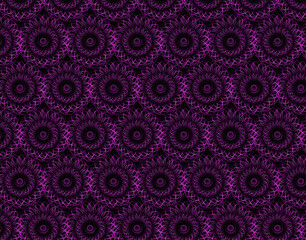 Seamless pattern with flowers on a black background. Vector illustration.