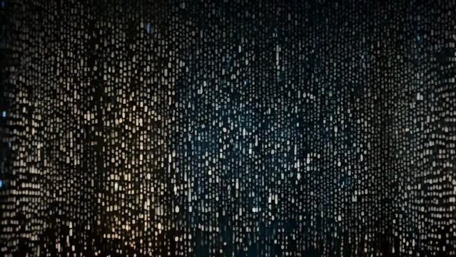 Binary code cascading against a somber background