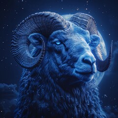 zodiac sign Aries on the background of the moon