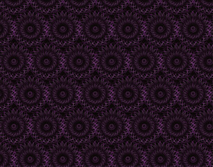 Seamless pattern with flowers on a black background. Vector illustration.