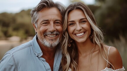Fototapeta premium Man and Woman Posing for Picture