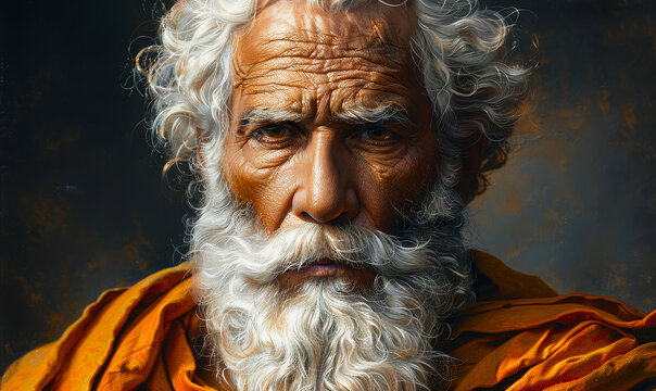 Mediterranean Patriarch Enoch, Biblical Ancestor Walking with God, Noah's Grandfather - Religious Character Portrait