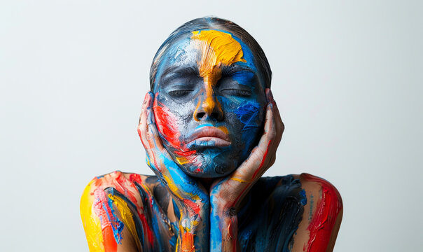 Split Personality or Dissociative Identity Disorder Concept - Woman With Different Expressive Faces Representing Mental Health Awareness, Therapy Need