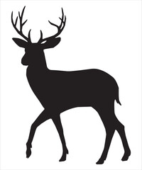Deer with  silhouette icon on a transparent background. Vector illustration.