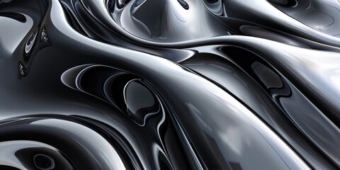 Black and White Abstract Painting With Curves