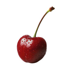 Cherry with water drops on a white background. Isolated element for design.