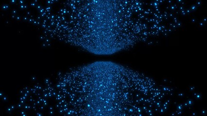 Looping 3D animation. Abstract background with colorful neon particles and lines, glowing trails. Cyberpunk style neon game room. Portal or teleport. Neon digital technology particles network matrix