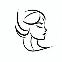 black and white face woman silhouette logo, generative ai