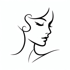 line silhouette lady profile, generative ai