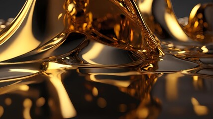 abstract golden liquid art illustration
