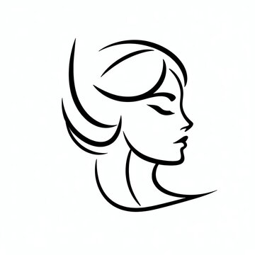 recommend clip art: black and white face woman silhouette logo, generative ai