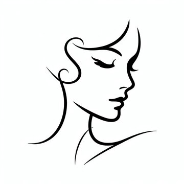 recommend clip art: line silhouette lady profile, generative ai