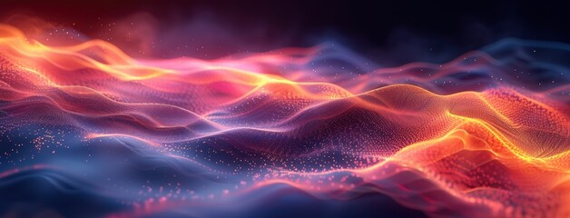 Abstract background with colorful waves of blue, orange and purple colors on a black background