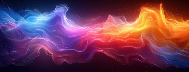 Abstract background with colorful waves of blue, orange and purple colors on a black background