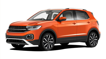 realistic vector Orange car Suv with gradients and perspective from front back side and isometric view