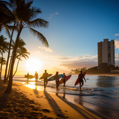 lifestyle photo honolulu waikiki beach surfers.