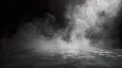 Smoke Fog Mystery studio black Spooky background.
