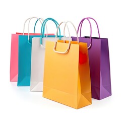 Set of Stylish trendy fashion Colourful shopping bag on a white background.