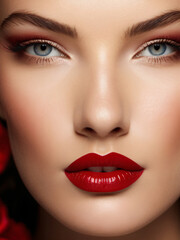 Naklejka premium a close up photo of woman in lipstick