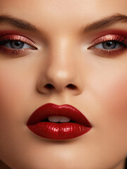 Fototapeta premium a close up photo of woman in lipstick
