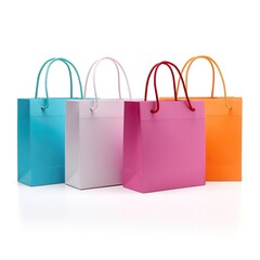 Set of Stylish trendy Colourful shopping bag mock up on a white background.