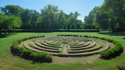 Arial view green grass nature Circle architecture art public park garden. - Powered by Adobe